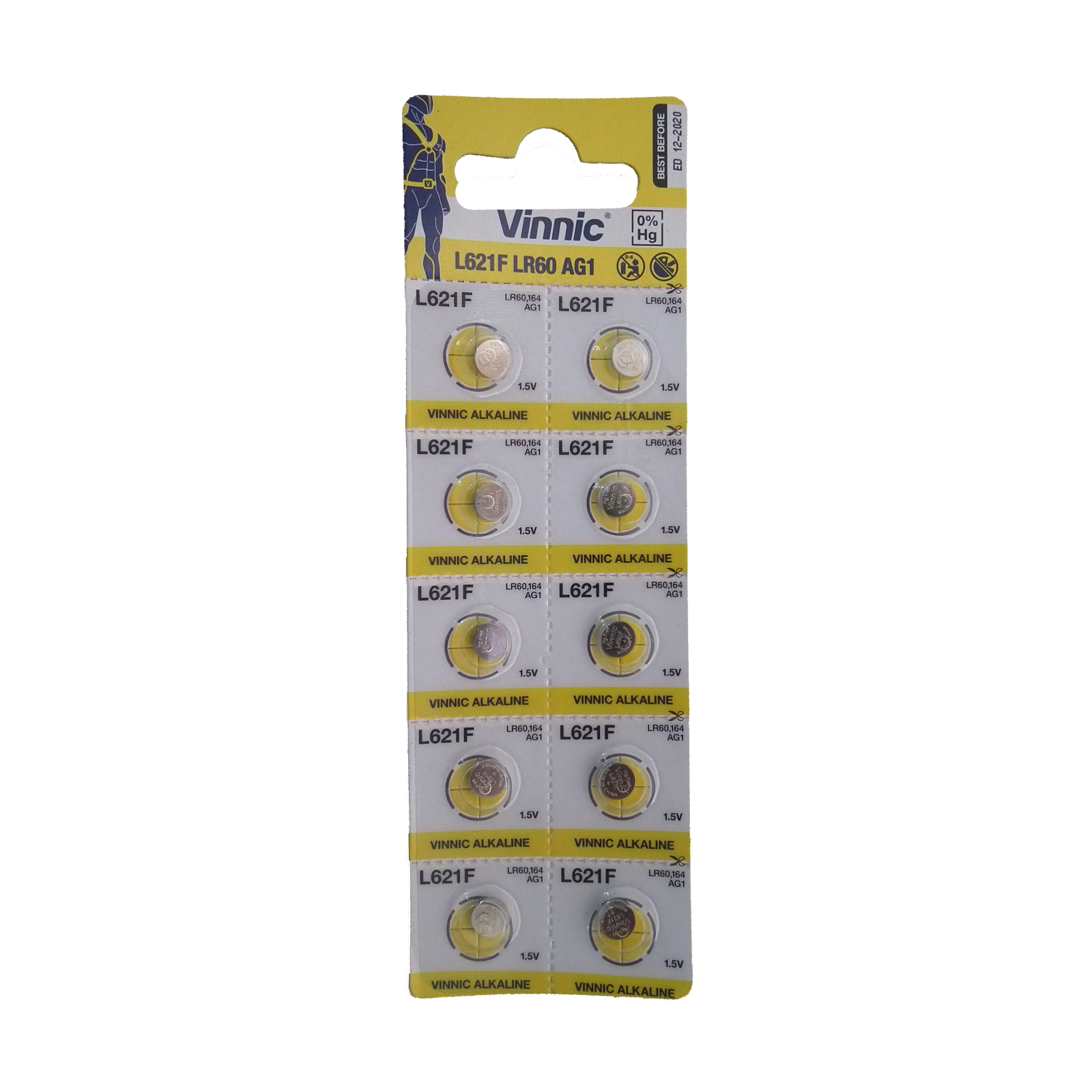 LR44 (40-pack) Vinnic L1154F Alkaline coin cells, AG13 A76 Replacement